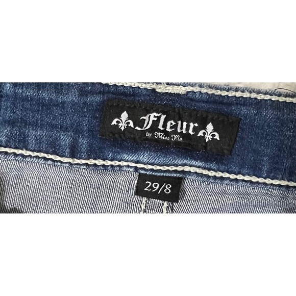 Miss Me Fleur Embellished Pocket Jeans Size 29 Medium Wash Bootcut Denim - Picture 5 of 10